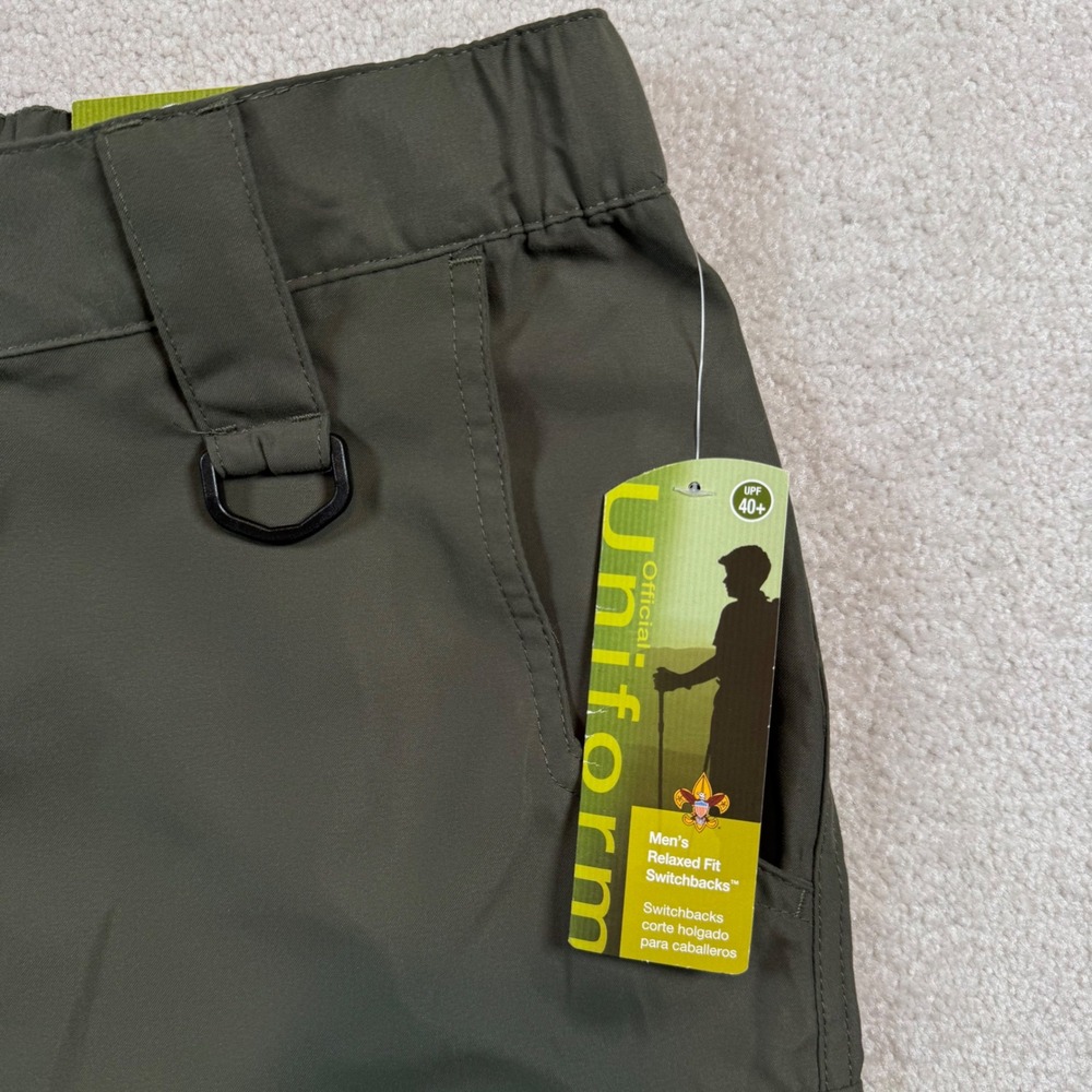 NEW Boy Scouts of America Men Small Green Relaxed Fit Convertible Uniform Pants - Picture 7 of 9